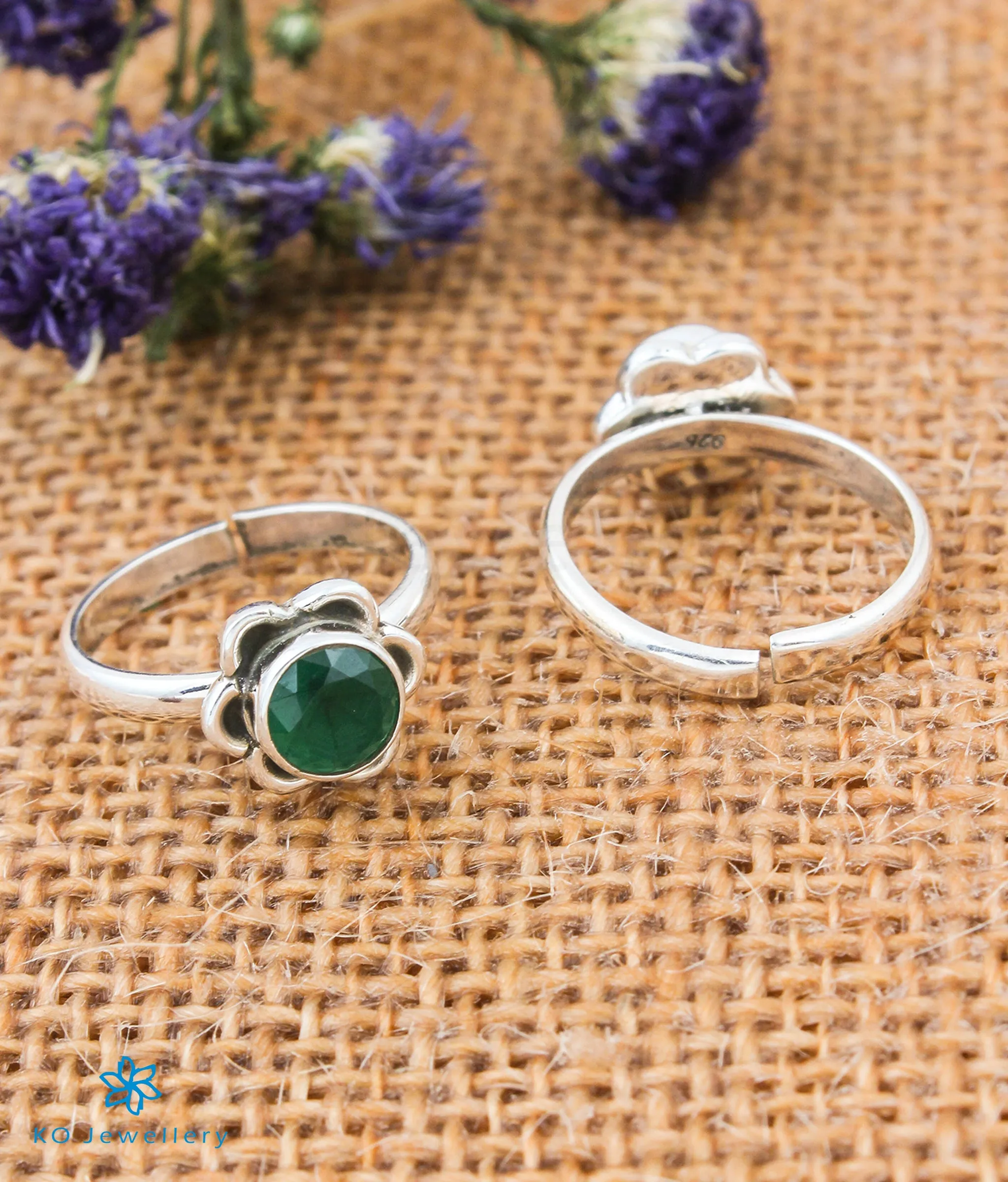 The Pauspa Silver Toe-rings (Green)