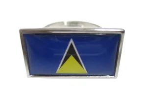 Thin Bordered Saint Lucia Flag Adjustable Size Fashion Ring