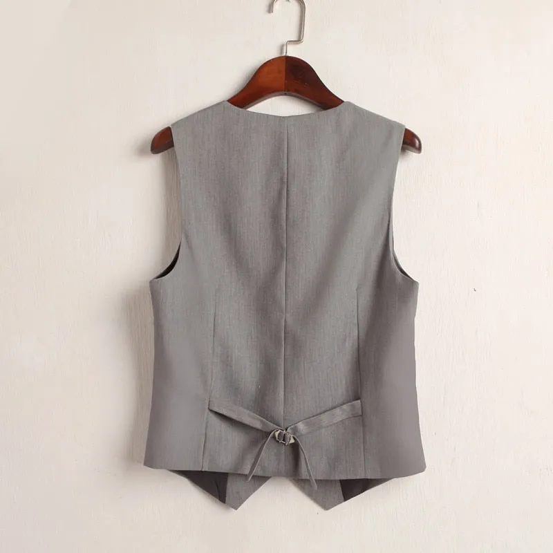 Thin Loose V-Neck Single-Breasted Business Vest For Women