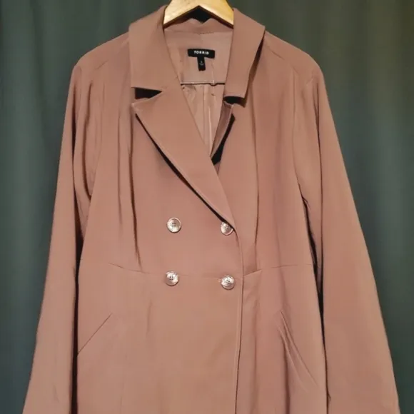 Torrid Blush Pink Twill A-Line Trench Coat Double-Breasted Size 3X 22-24