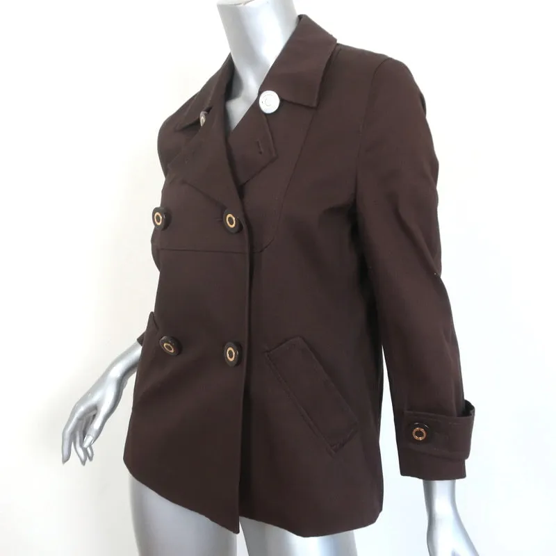 Tory Burch Double Breasted Jacket Blarr Dark Brown Cotton Size 10 Cropped Trench