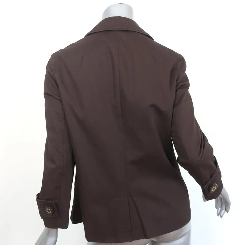 Tory Burch Double Breasted Jacket Blarr Dark Brown Cotton Size 10 Cropped Trench