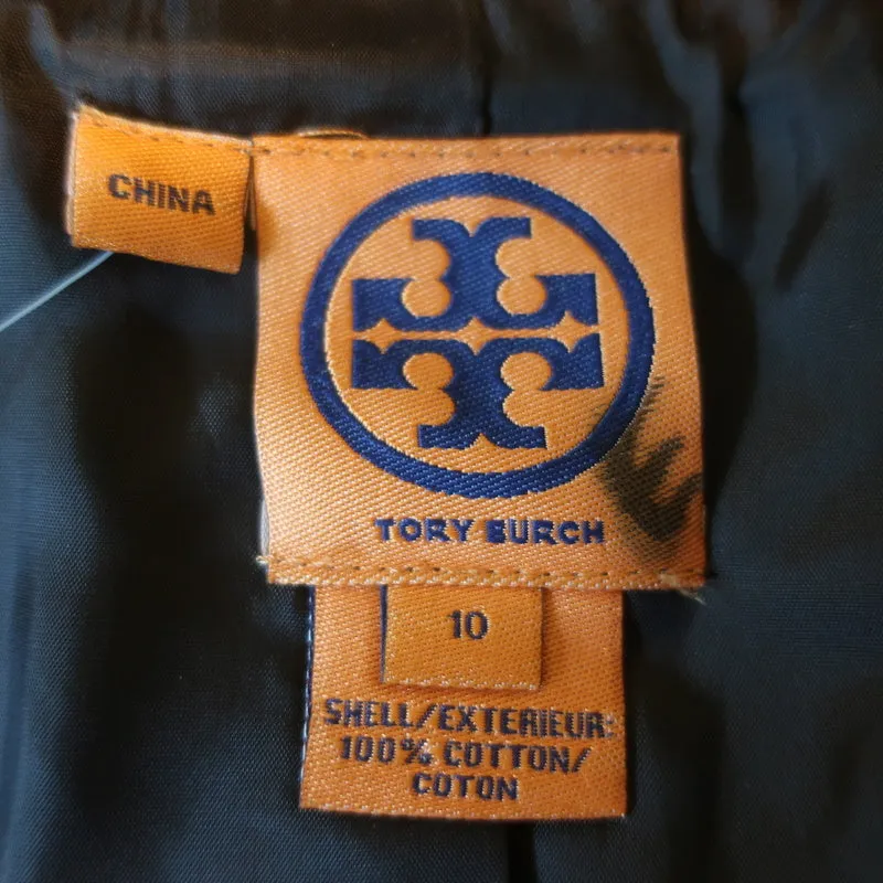 Tory Burch Double Breasted Jacket Blarr Dark Brown Cotton Size 10 Cropped Trench