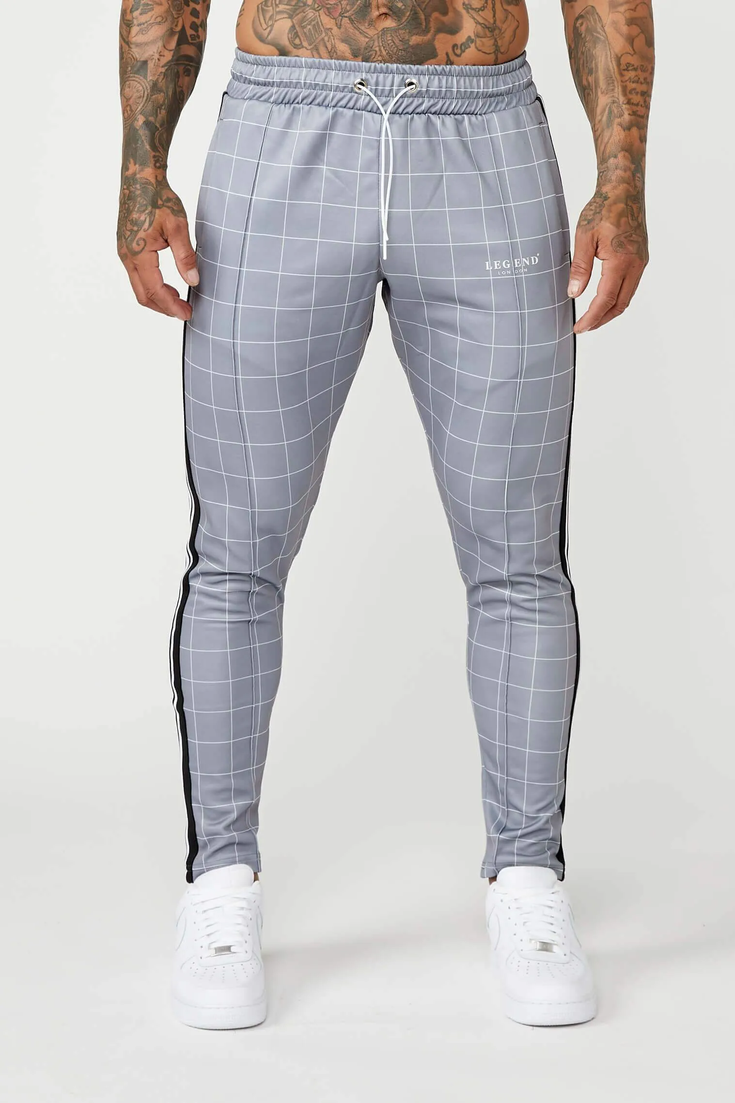 Tracksuit Jogger In Windowpane Check - Grey