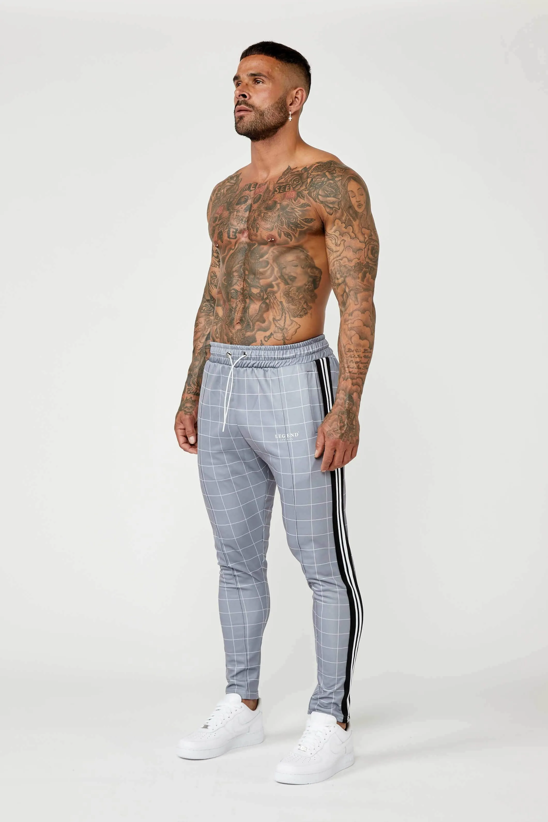 Tracksuit Jogger In Windowpane Check - Grey