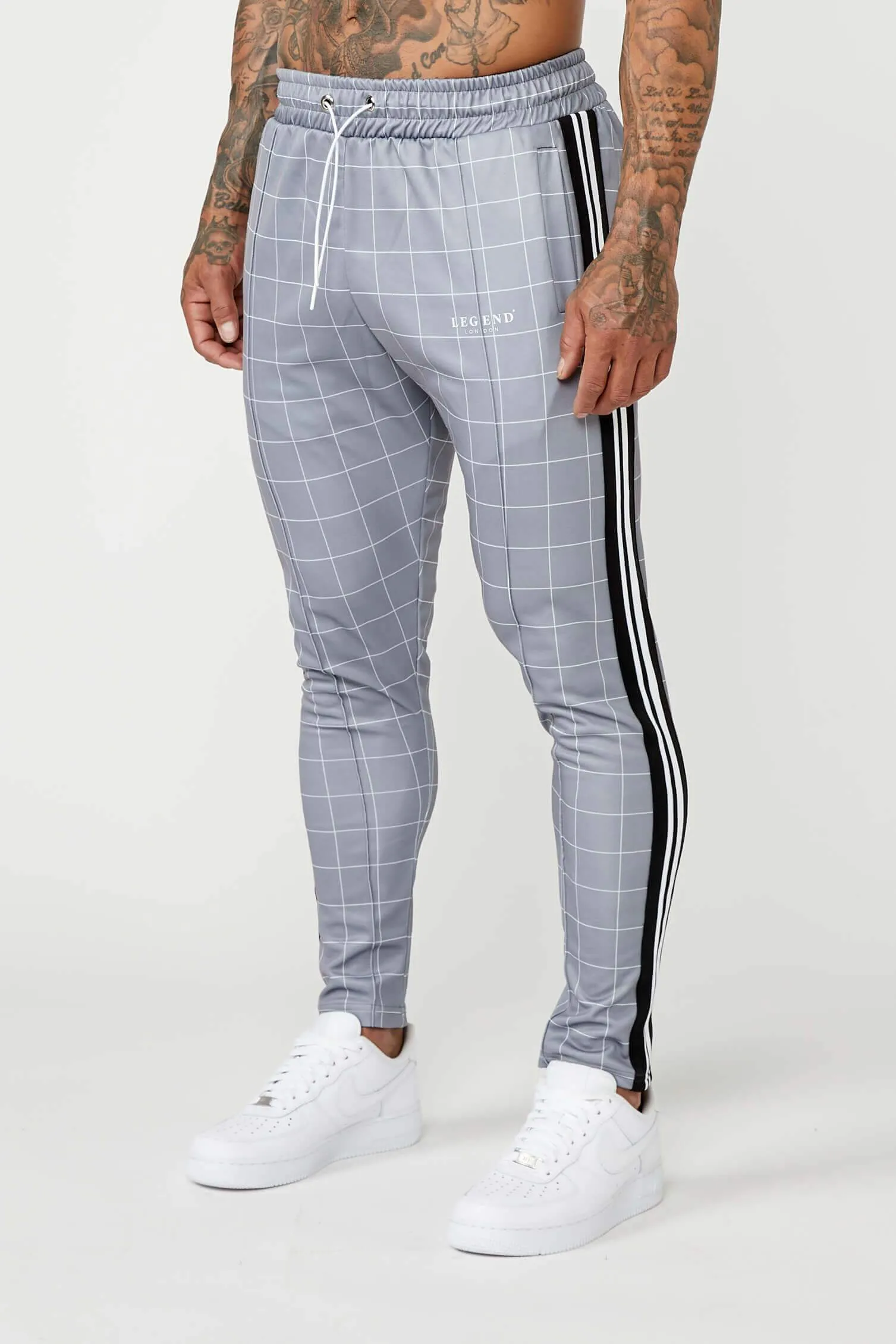 Tracksuit Jogger In Windowpane Check - Grey
