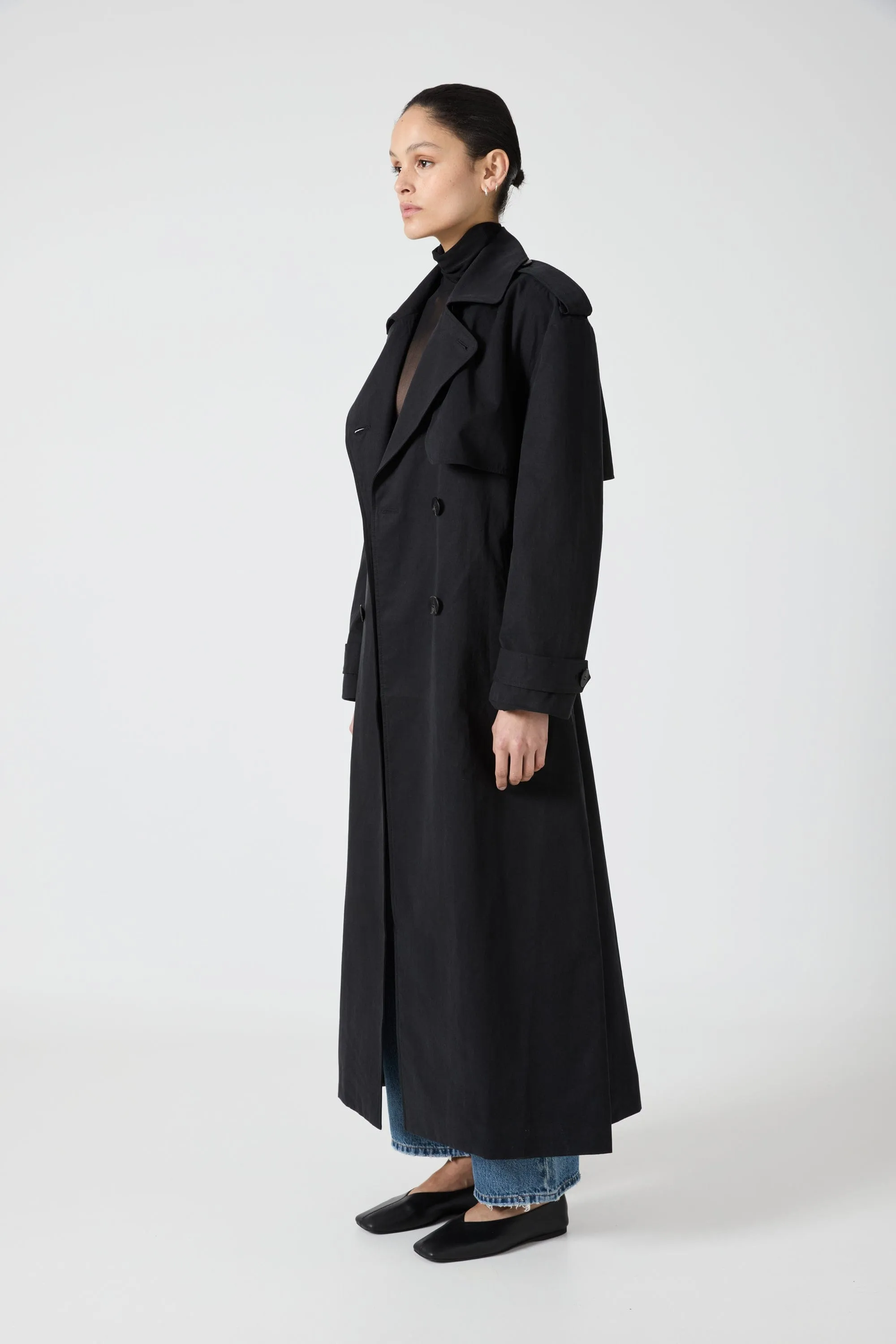 TRANSIT TRENCH COAT | BLACK