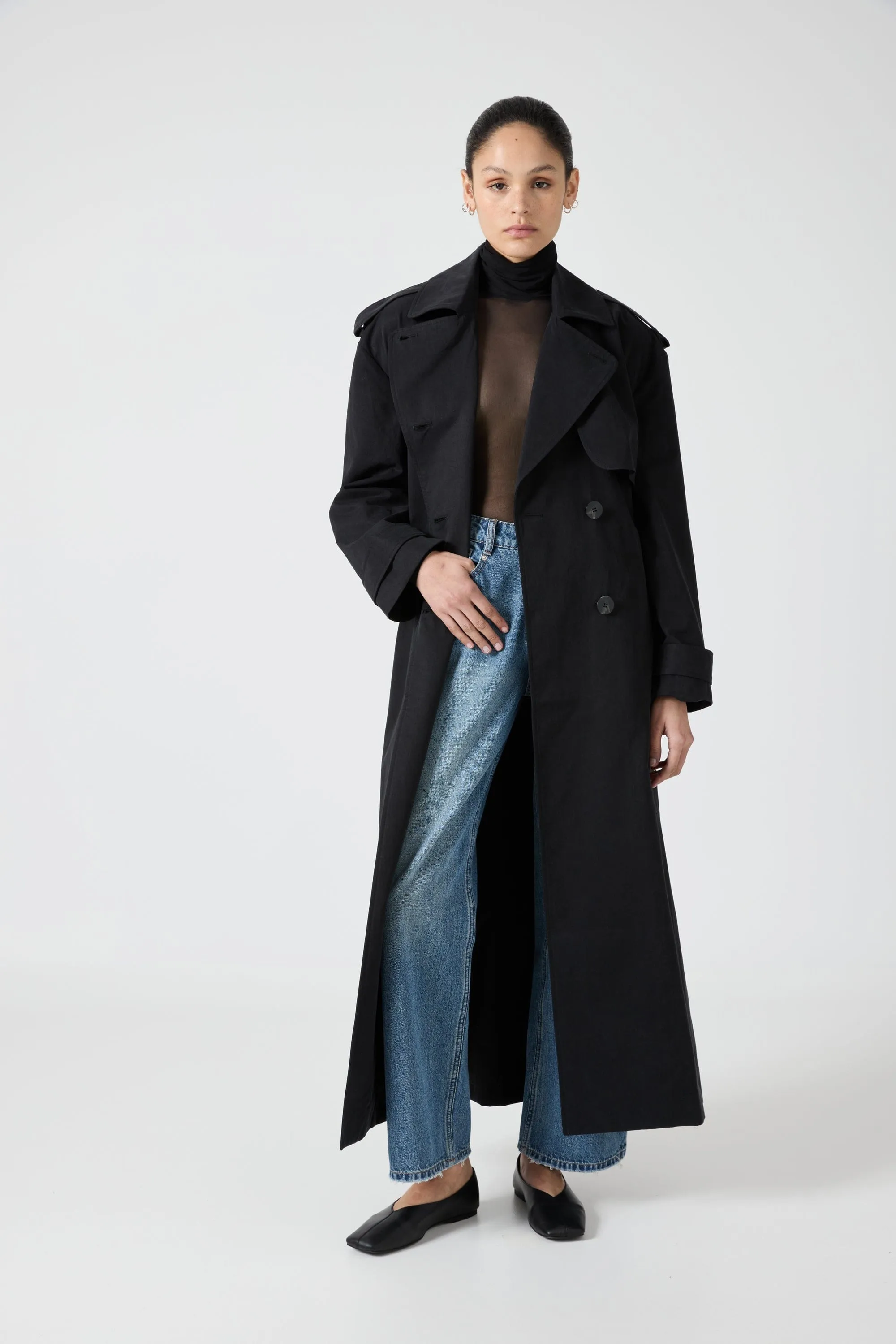 TRANSIT TRENCH COAT | BLACK