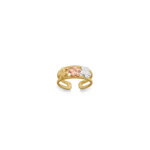 Tricolor Plumeria Flower Toe Ring (14K)