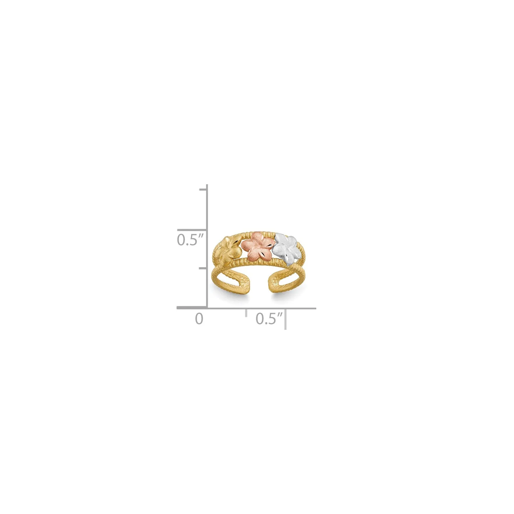 Tricolor Plumeria Flower Toe Ring (14K)