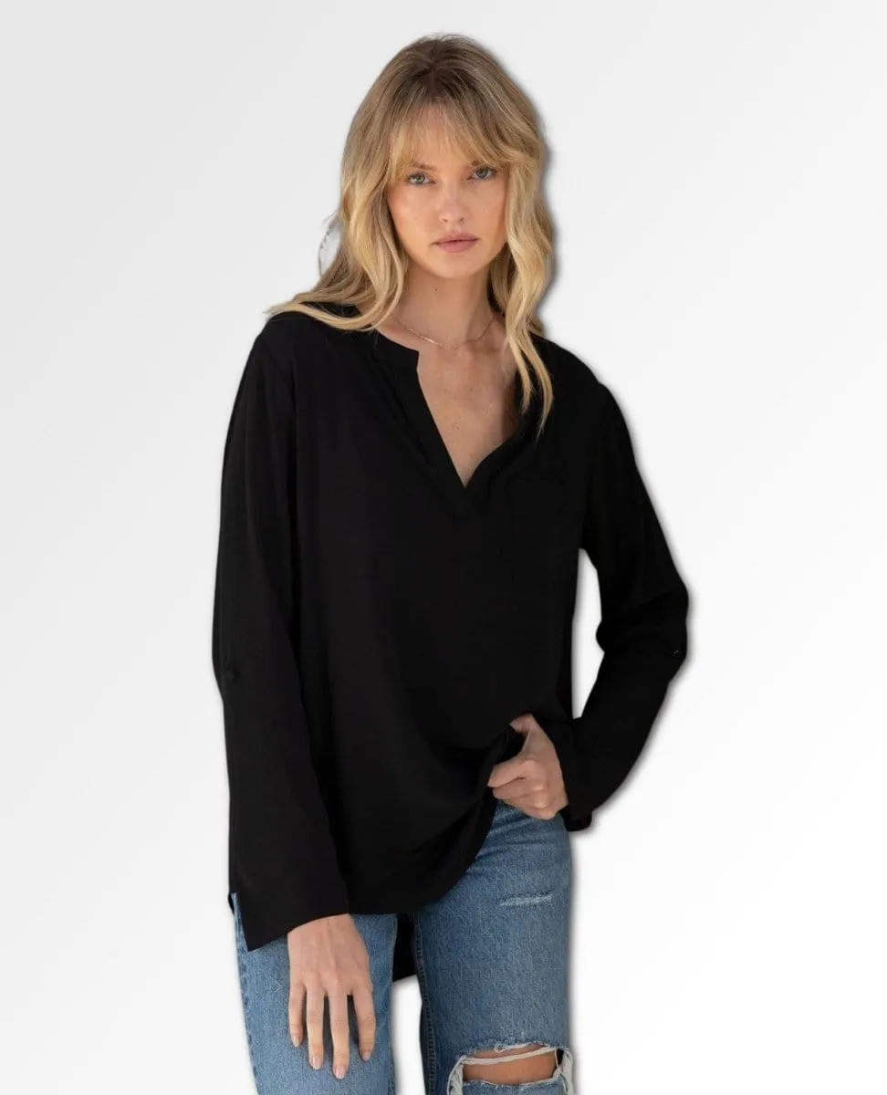 Tru Silky Long Sleeve Top Black