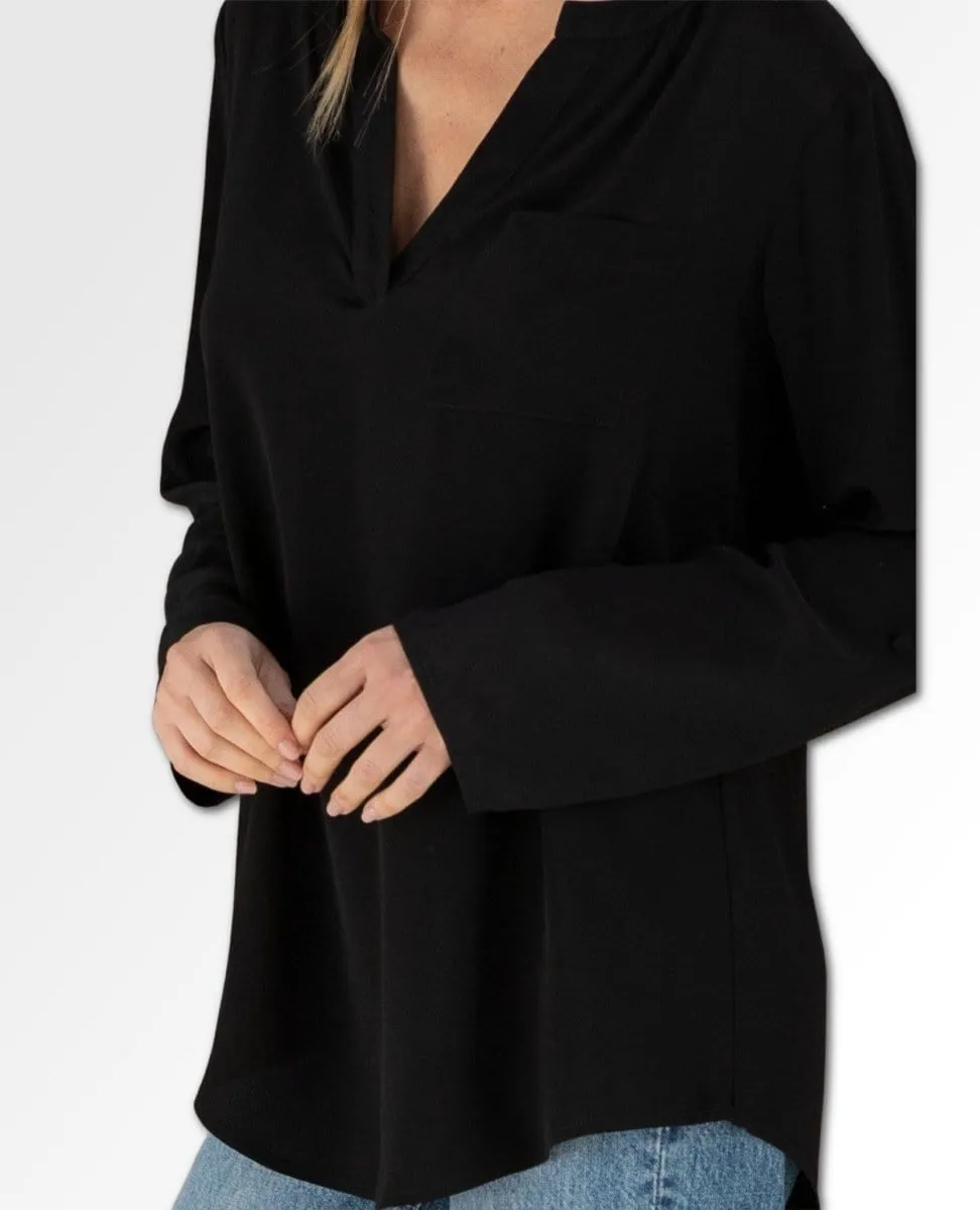 Tru Silky Long Sleeve Top Black