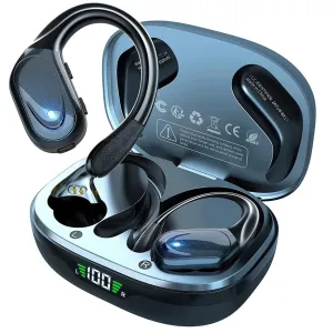 True Wireless Bluetooth 5.3 Earphones - Headphones with Mic, Button Control, Noise Reduction, Earhooks, Waterproof, for Sports