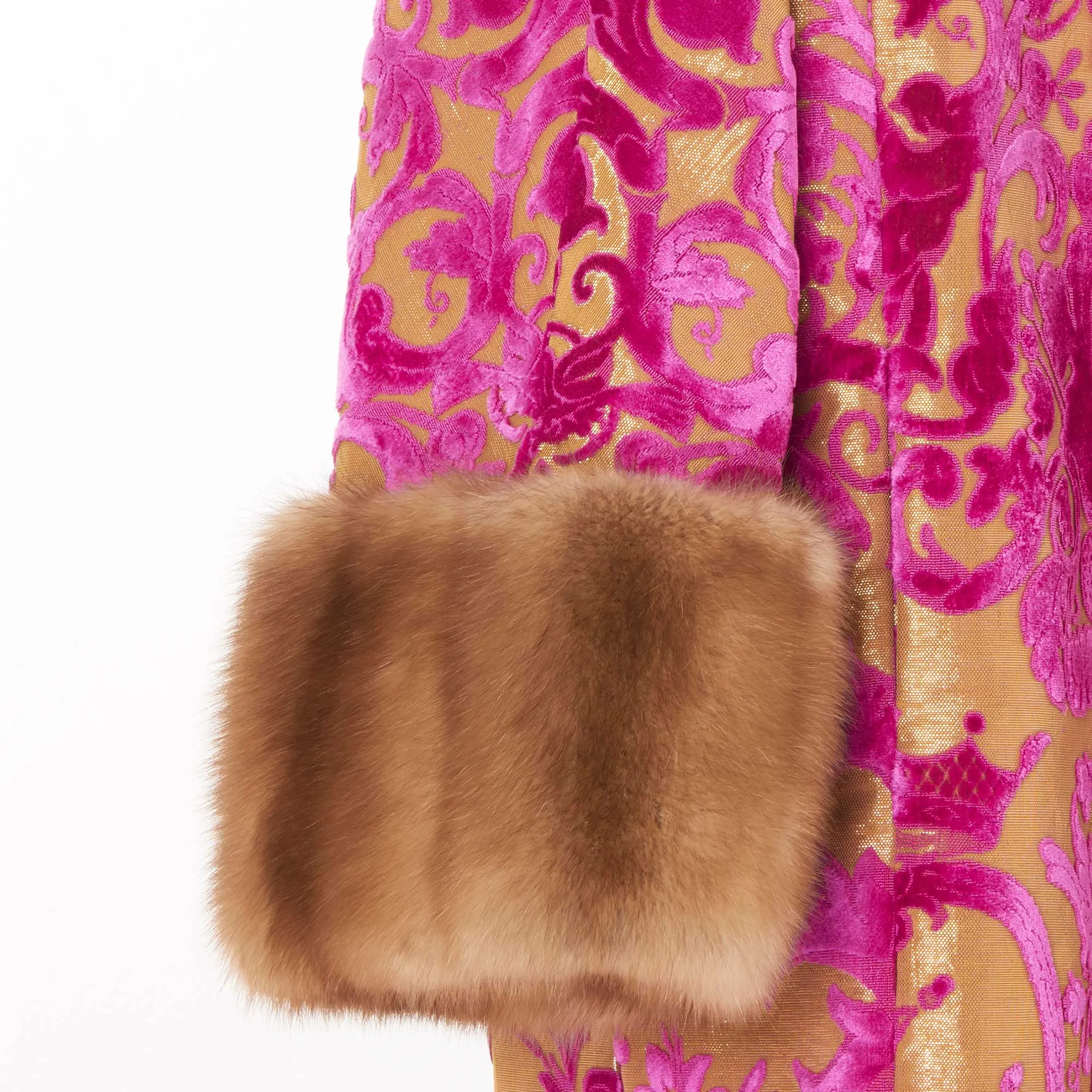 Tsarina Coat In Fuchsia Soprarizzo Antenore Velvet And Sable Fur