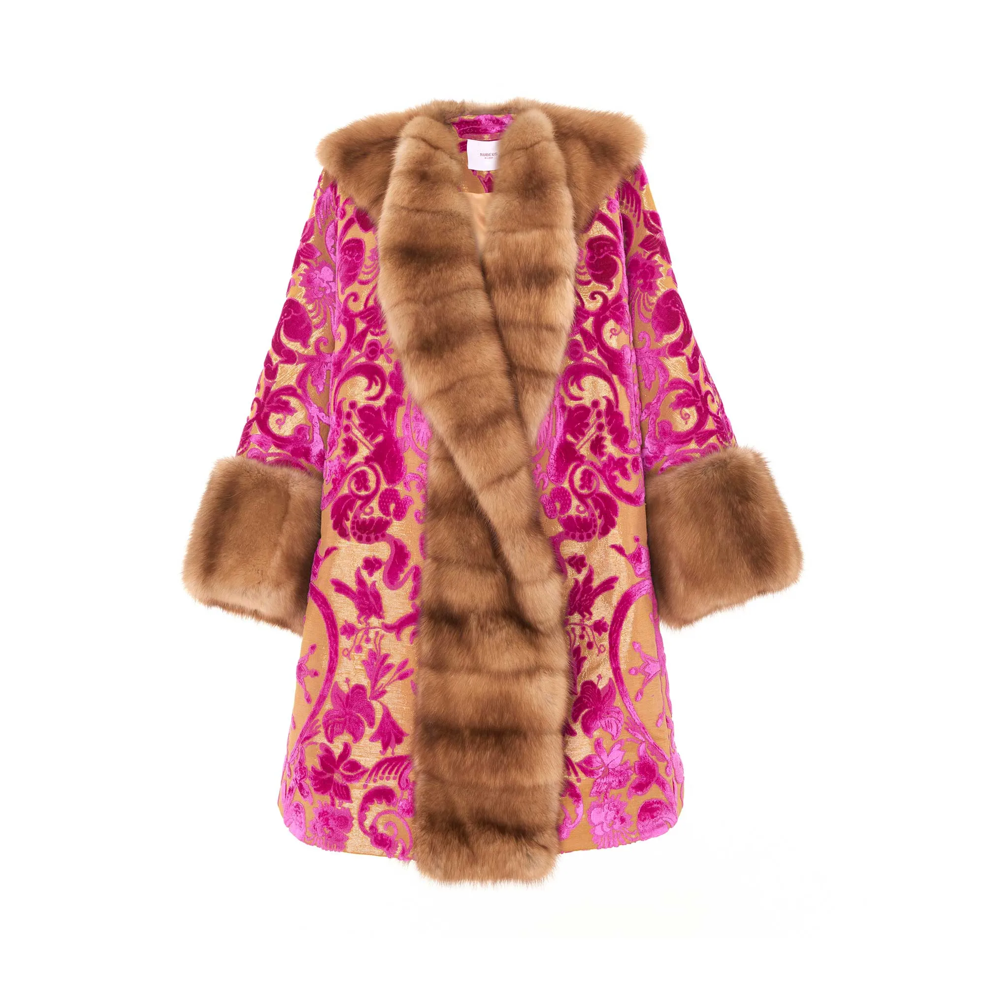Tsarina Coat In Fuchsia Soprarizzo Antenore Velvet And Sable Fur