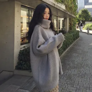 Turtleneck Pullover Sweater Women Autumn and Winter Lazy Style Loose Jacket All-match