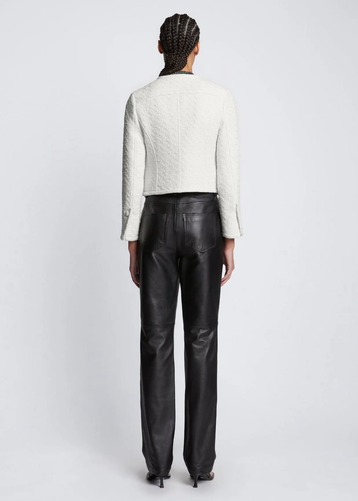 Tweed Cropped Jacket (Off White)