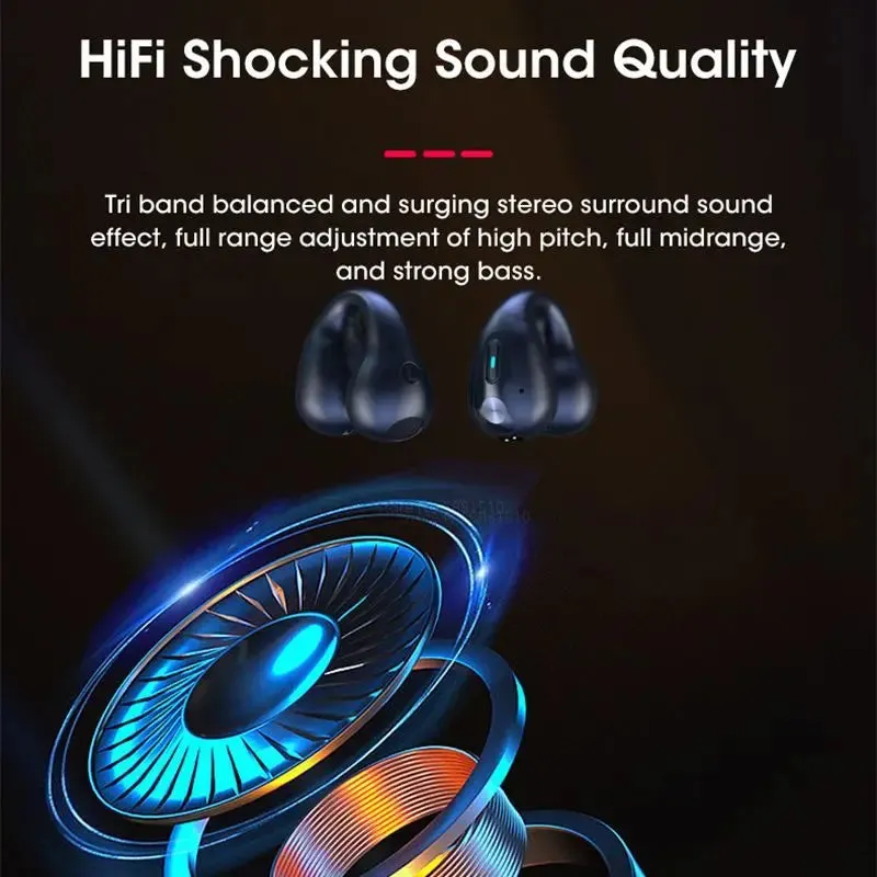 TWS Earbuds - Bluetooth 5.3 Wireless Earphones with Earcuff Design, HiFi Stereo Sound, Waterproof Sports Earhook, Mic