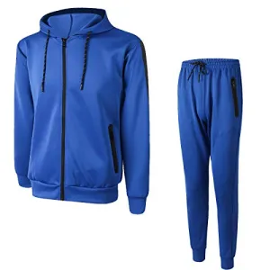 URBEX Men's Athletic Casual Tracksuit Pants Hooded Full Zip Jacket Sweatsuit Set for Men…-ROYAL-2XL