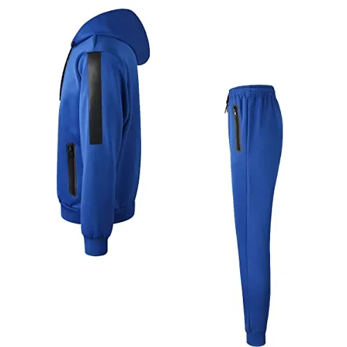 URBEX Men's Athletic Casual Tracksuit Pants Hooded Full Zip Jacket Sweatsuit Set for Men…-ROYAL-2XL