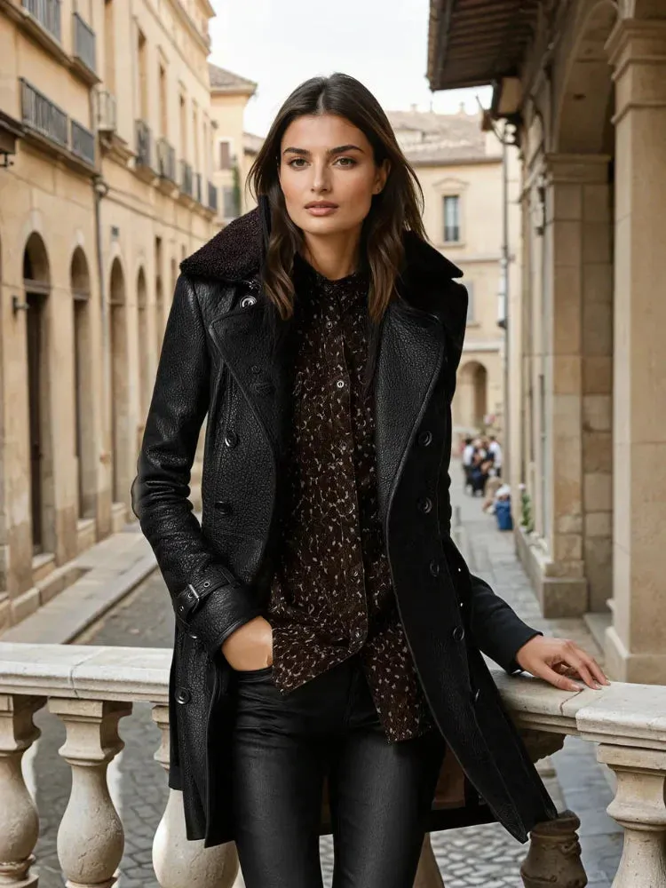Velour Noir Shearling Coat