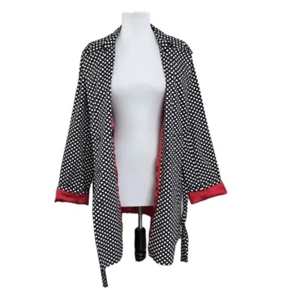 Vertigo Paris Black White Polka Dot Double Breasted Coat Trench Coat Jacket S