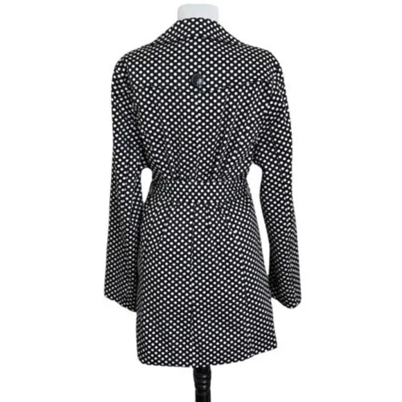 Vertigo Paris Black White Polka Dot Double Breasted Coat Trench Coat Jacket S