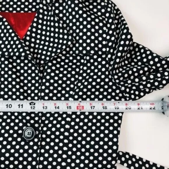 Vertigo Paris Black White Polka Dot Double Breasted Coat Trench Coat Jacket S