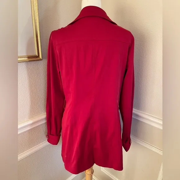 Vertigo Paris Double Breasted Red Trench Coat Lined Women's Size M