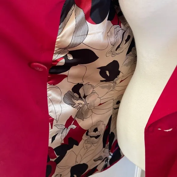 Vertigo Paris Double Breasted Red Trench Coat Lined Women's Size M