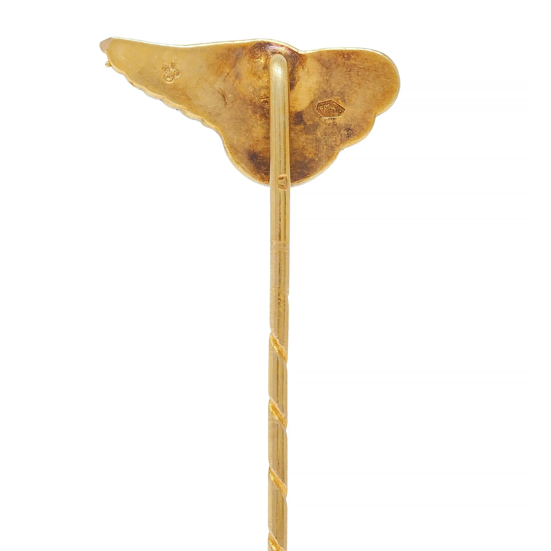 Victorian 14 Karat Yellow Gold Greek Winged Wheel Of Hermes Antique Stickpin