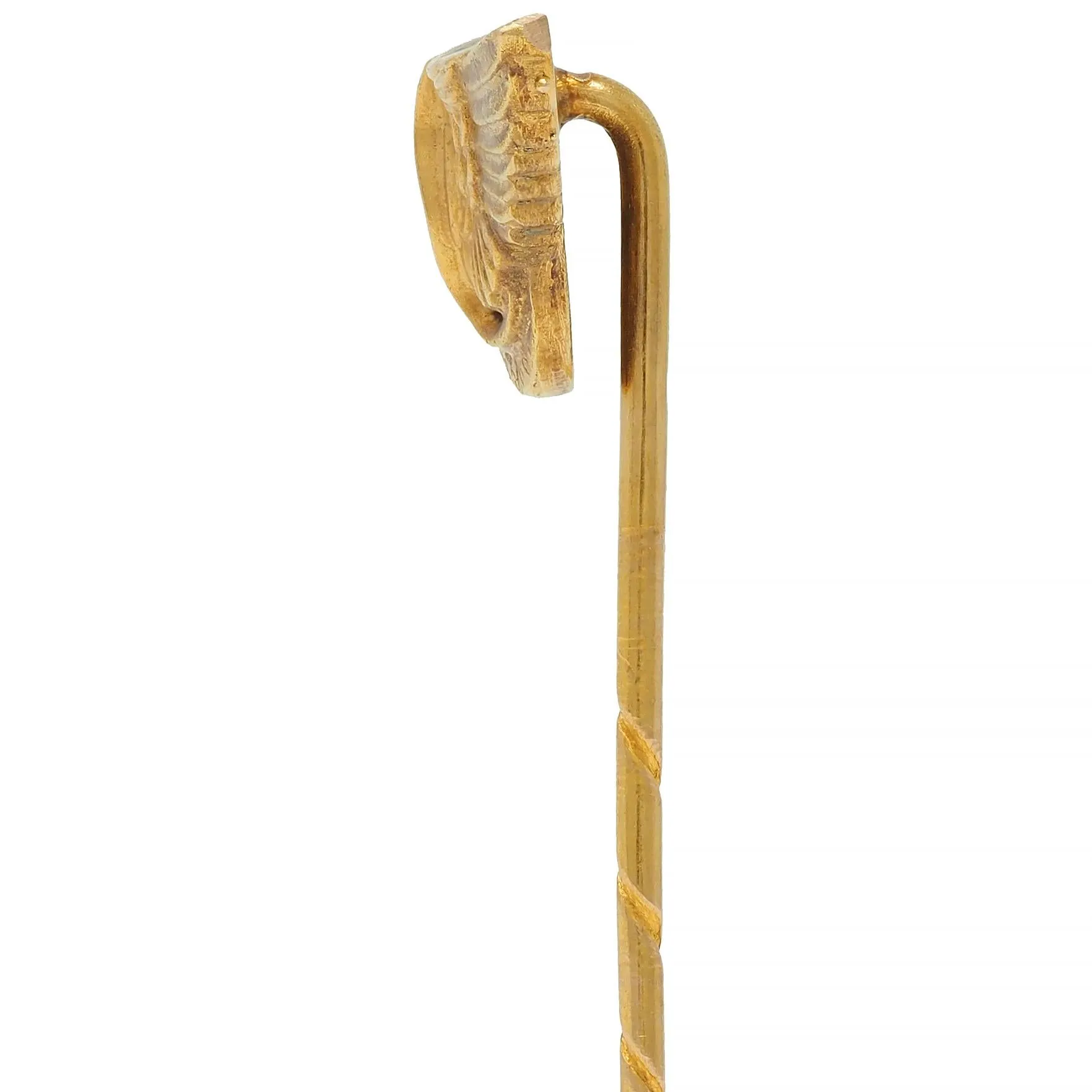 Victorian 14 Karat Yellow Gold Greek Winged Wheel Of Hermes Antique Stickpin