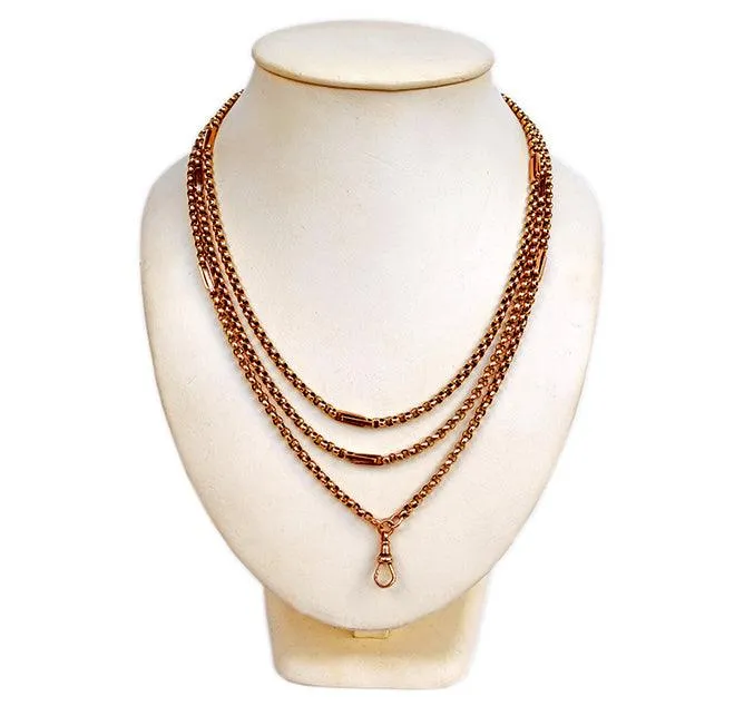 Victorian 9ct Long Fancy Link Muff Chain