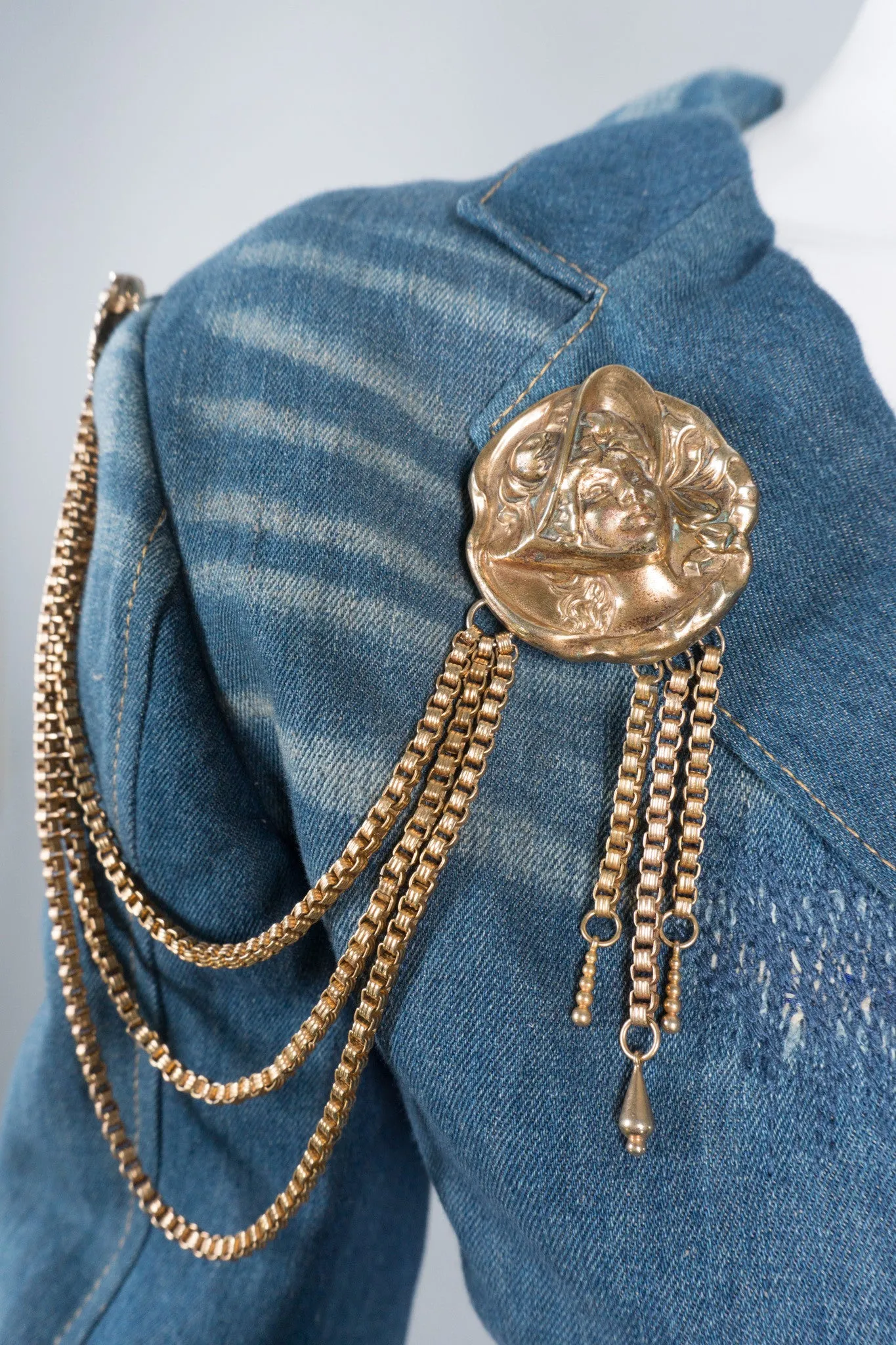 Victorian Face Chain Brooch