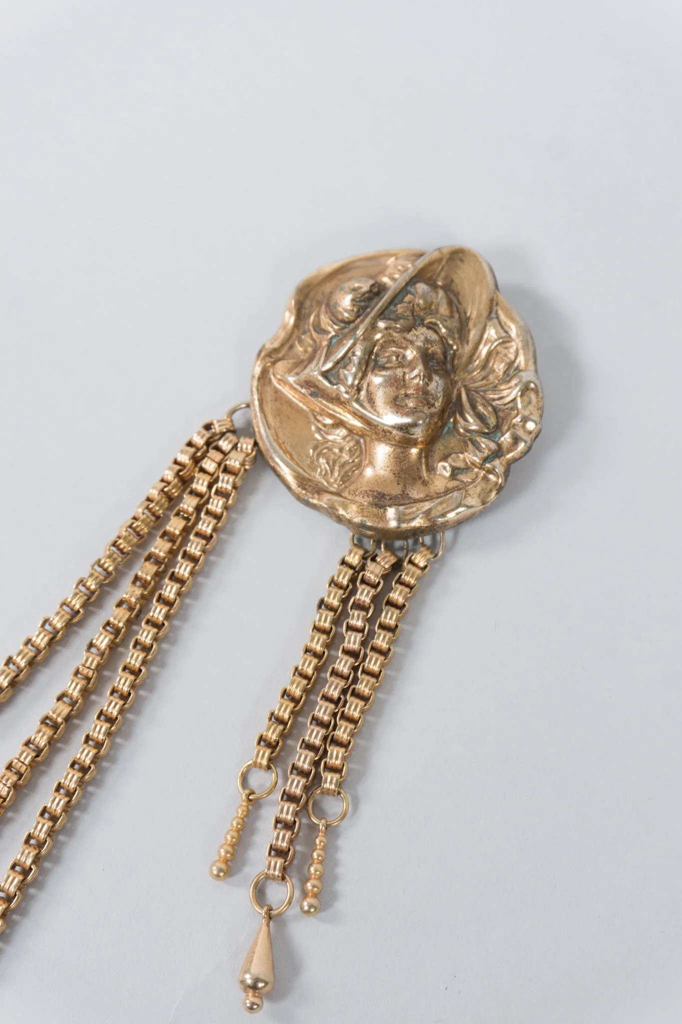 Victorian Face Chain Brooch