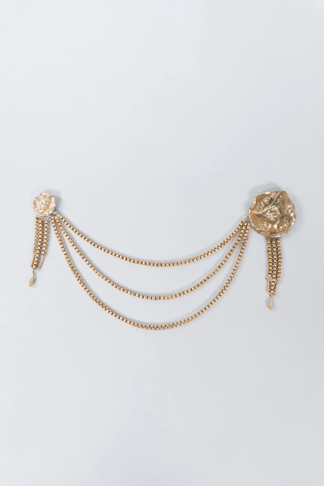 Victorian Face Chain Brooch
