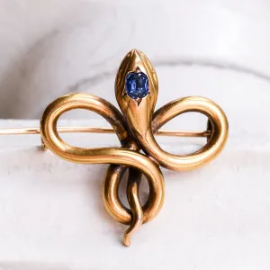 Victorian Sapphire Coiled Serpent Brooch
