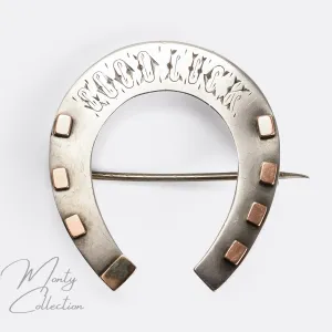 Victorian Silver & Rose Gold Lucky Horseshoe Brooch