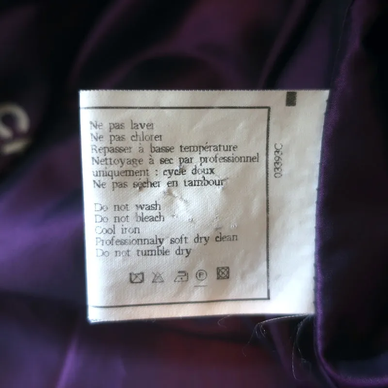 Vintage Chanel Silk Trench Coat Dark Purple Size 46 Double Breasted Jacket