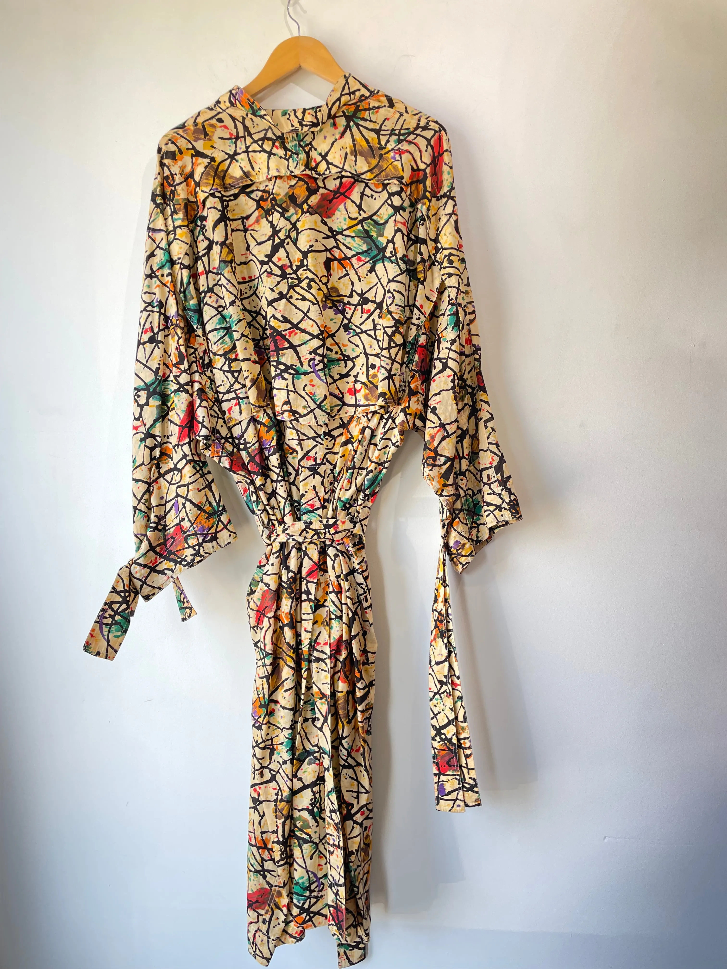 Vintage Fong Leng Splatter Paint Trench Dress