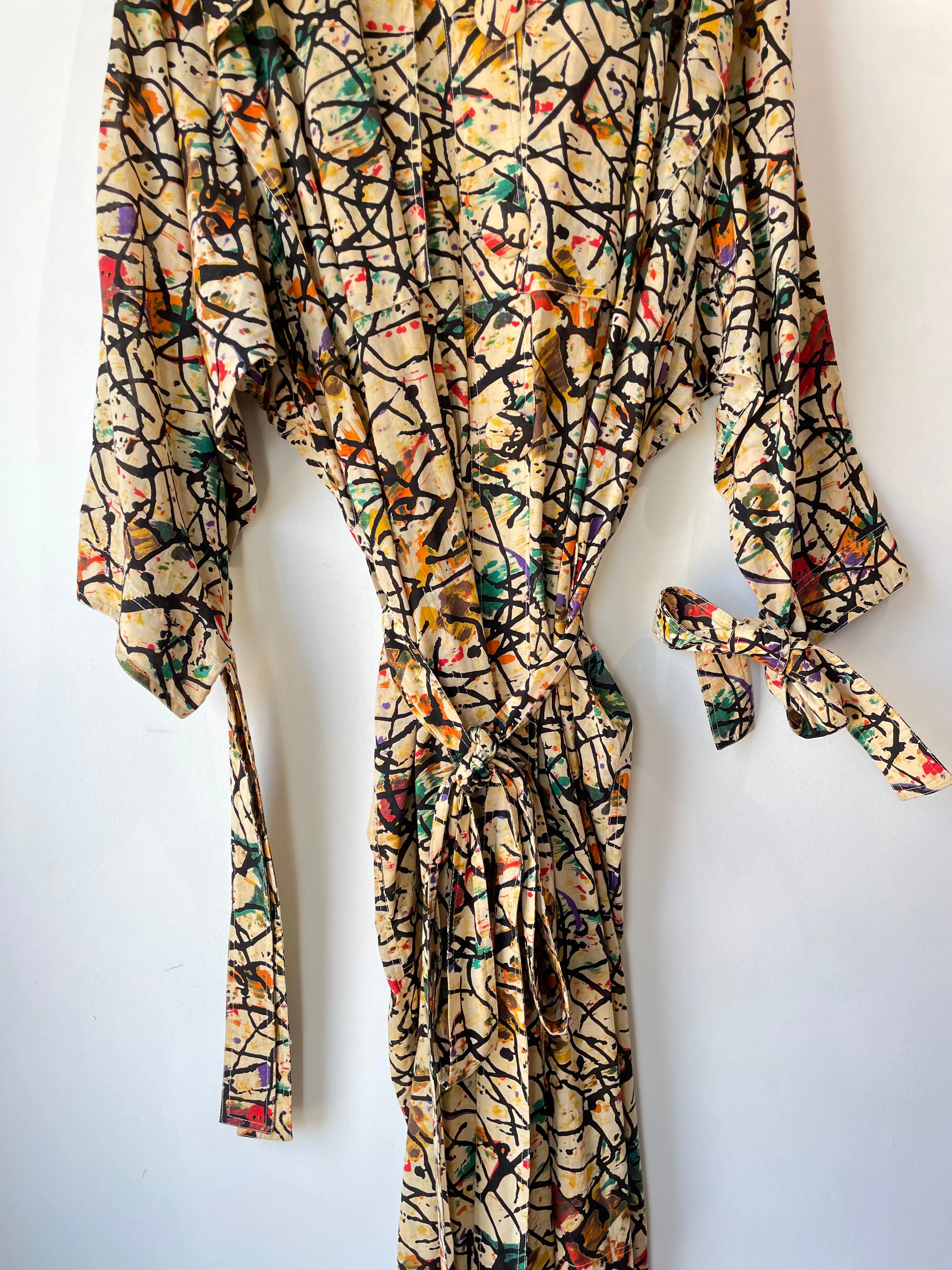 Vintage Fong Leng Splatter Paint Trench Dress