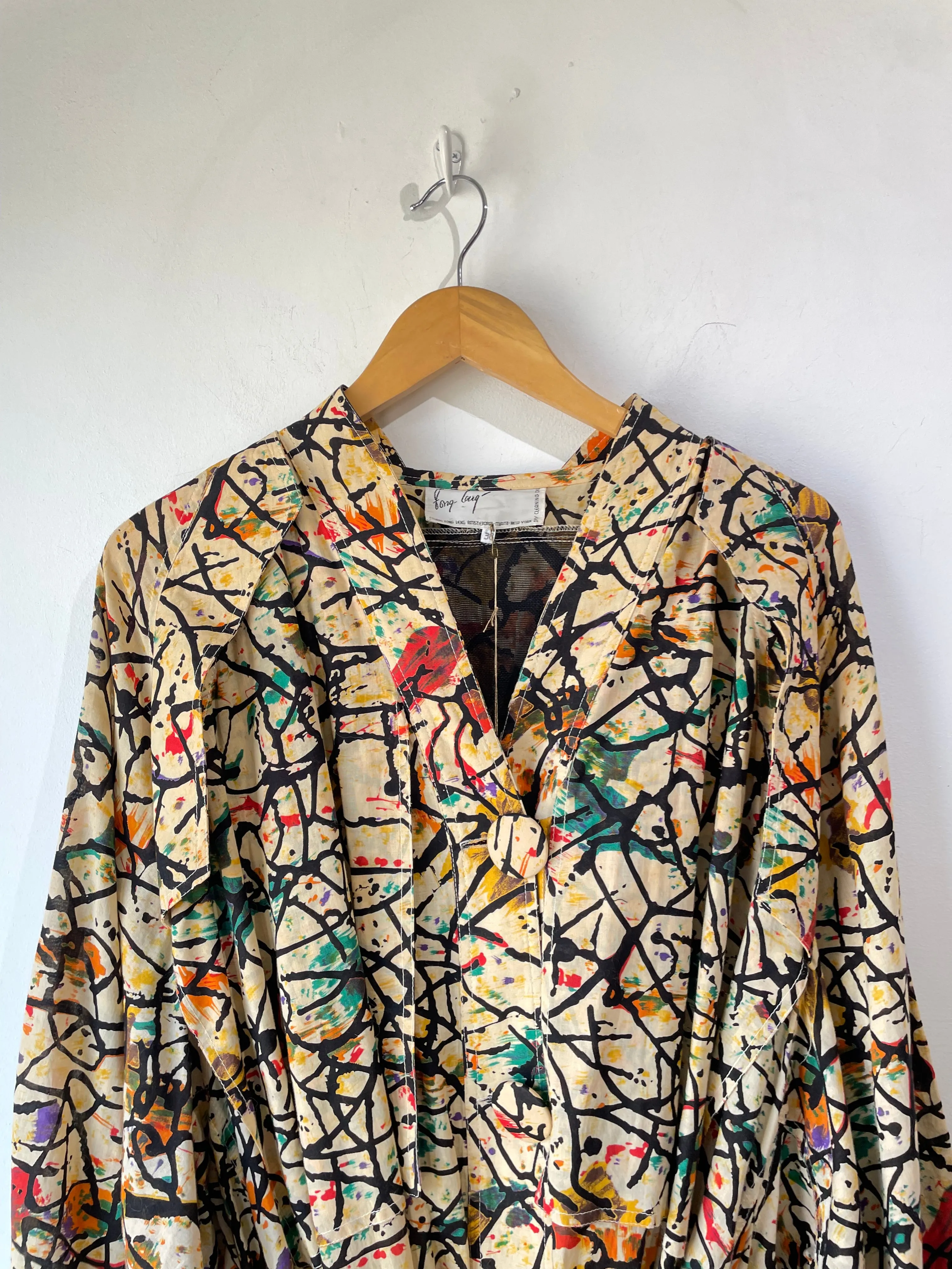 Vintage Fong Leng Splatter Paint Trench Dress