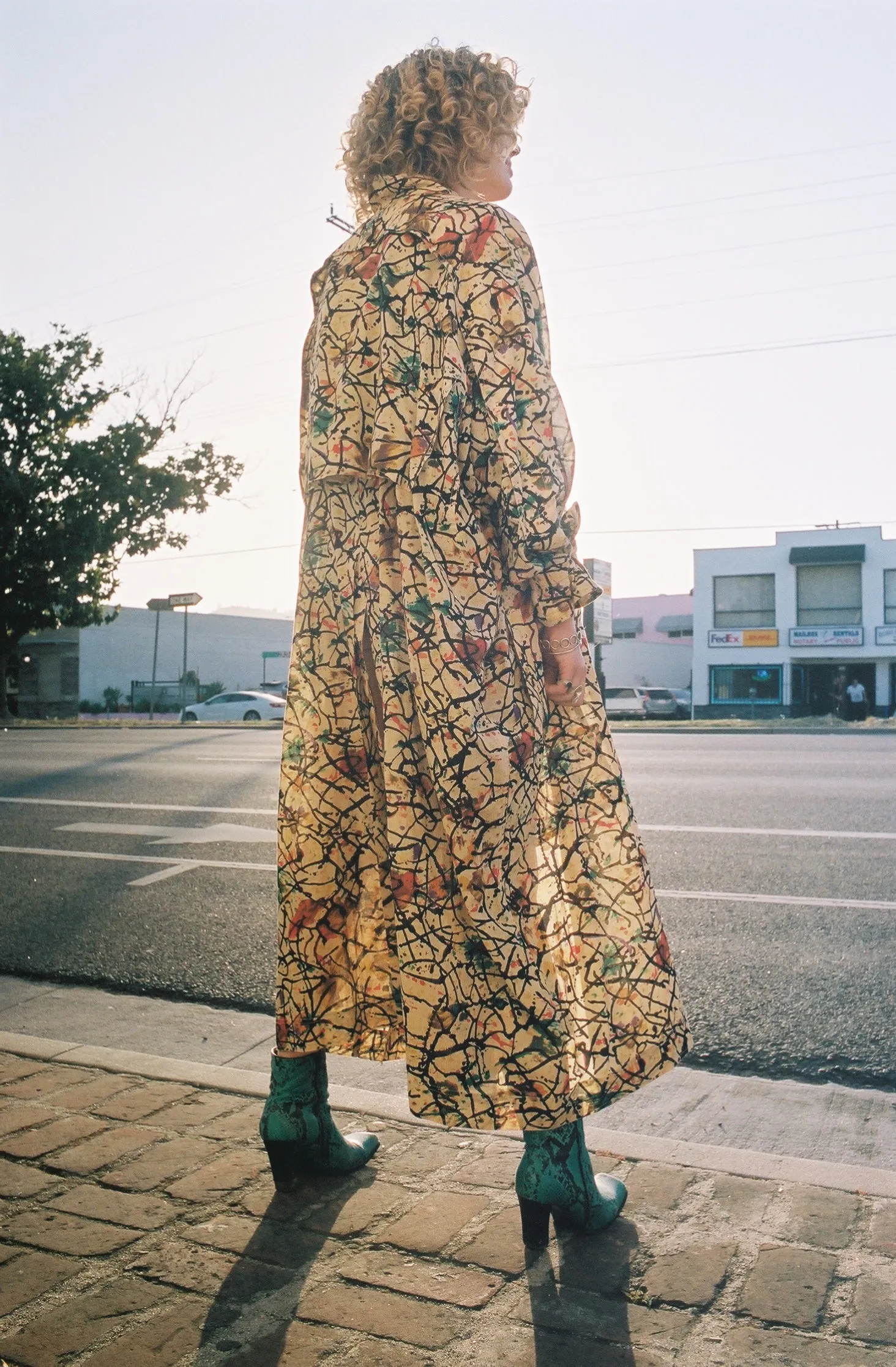 Vintage Fong Leng Splatter Paint Trench Dress