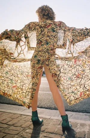 Vintage Fong Leng Splatter Paint Trench Dress