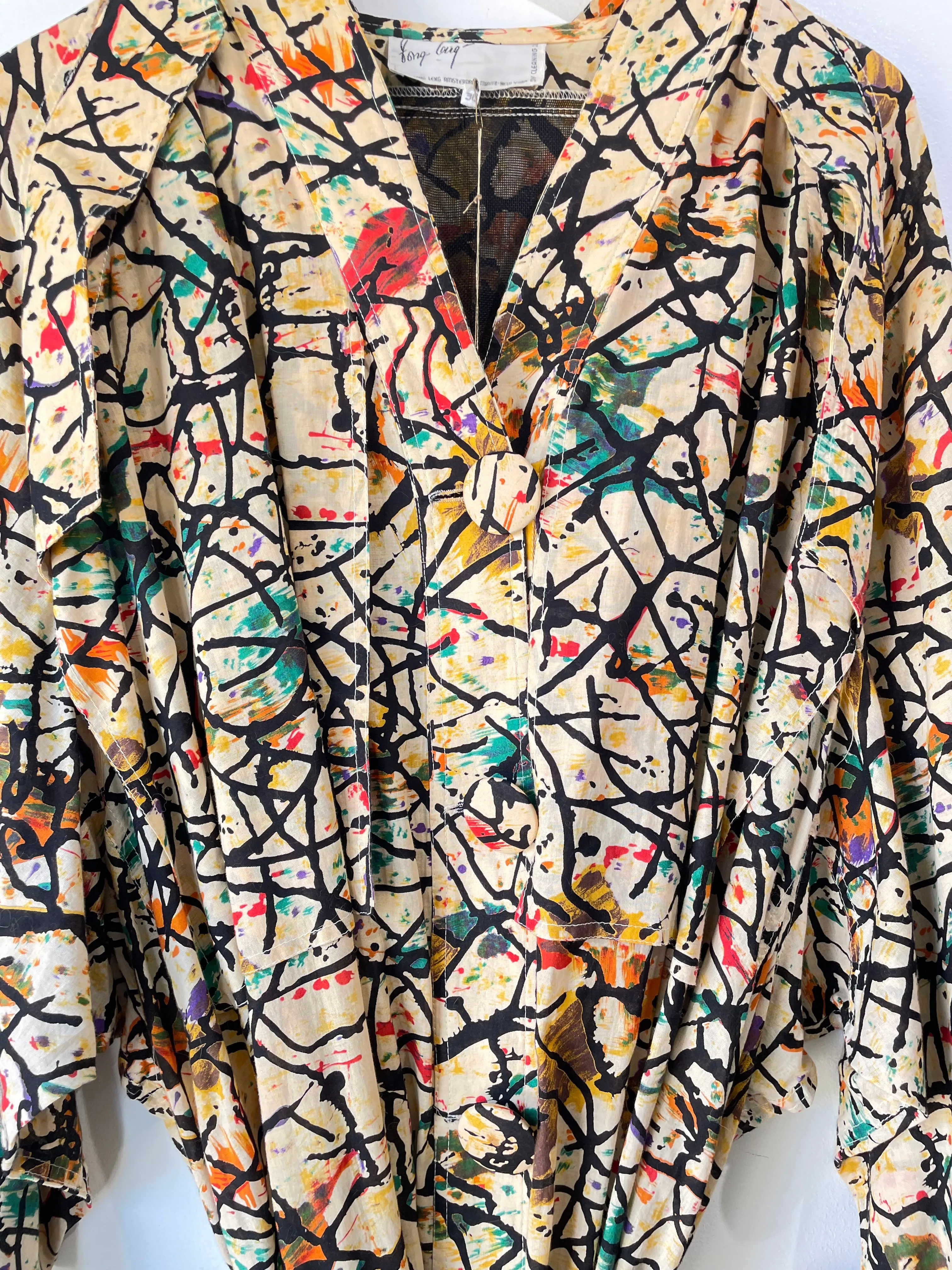 Vintage Fong Leng Splatter Paint Trench Dress