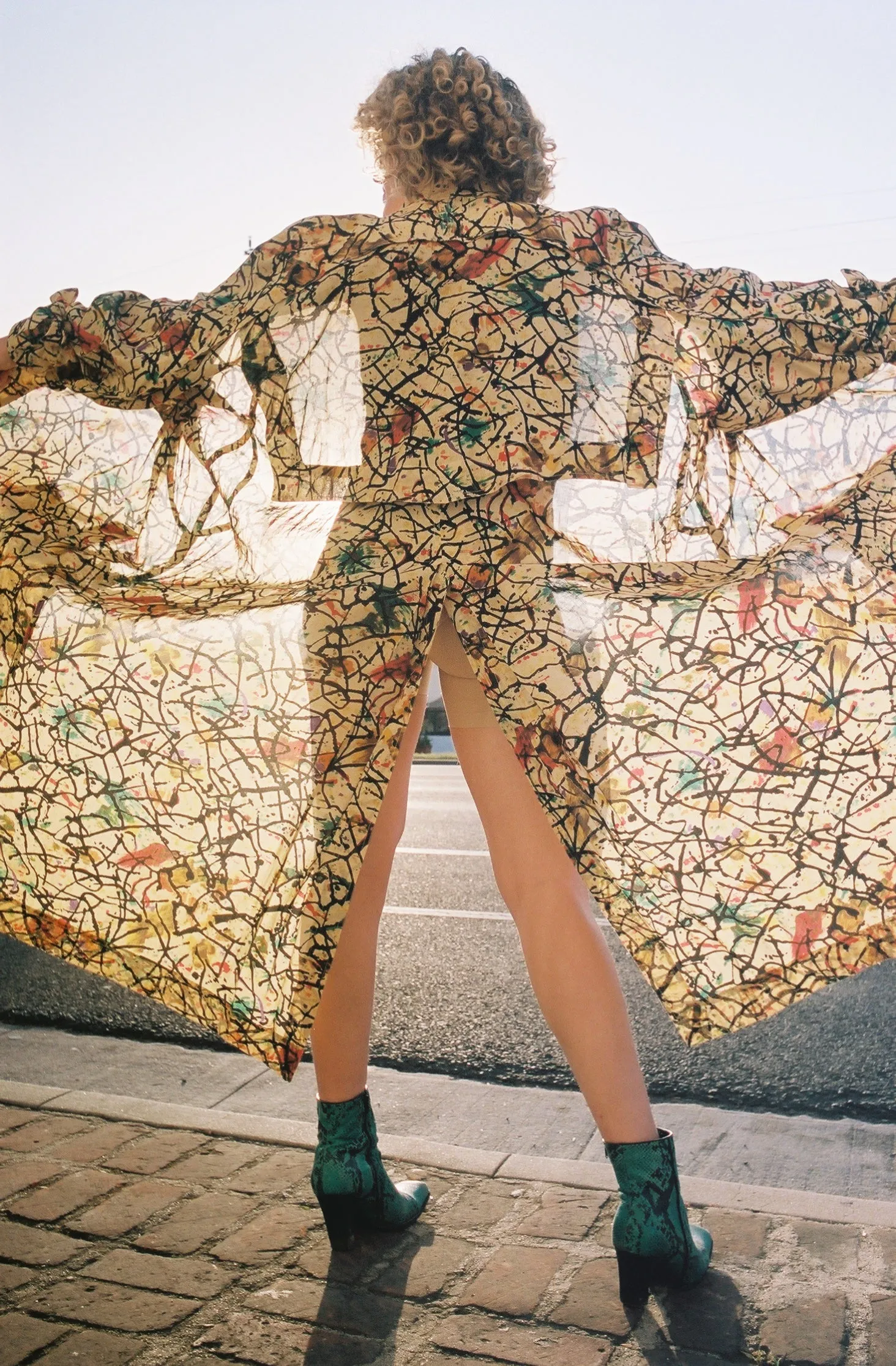 Vintage Fong Leng Splatter Paint Trench Dress
