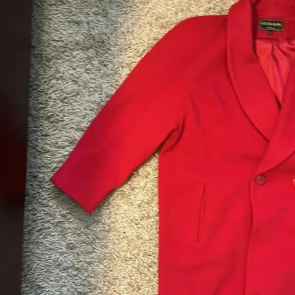 Vintage Kristen Blake Women's Red Wool Double Breasted Trench Coat Size 12