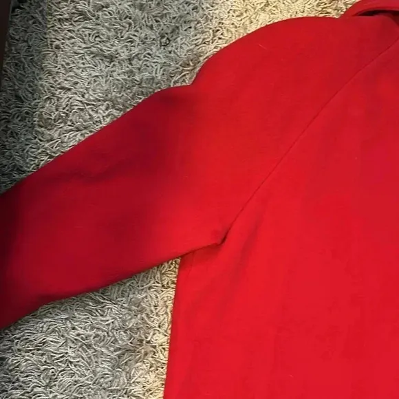 Vintage Kristen Blake Women's Red Wool Double Breasted Trench Coat Size 12