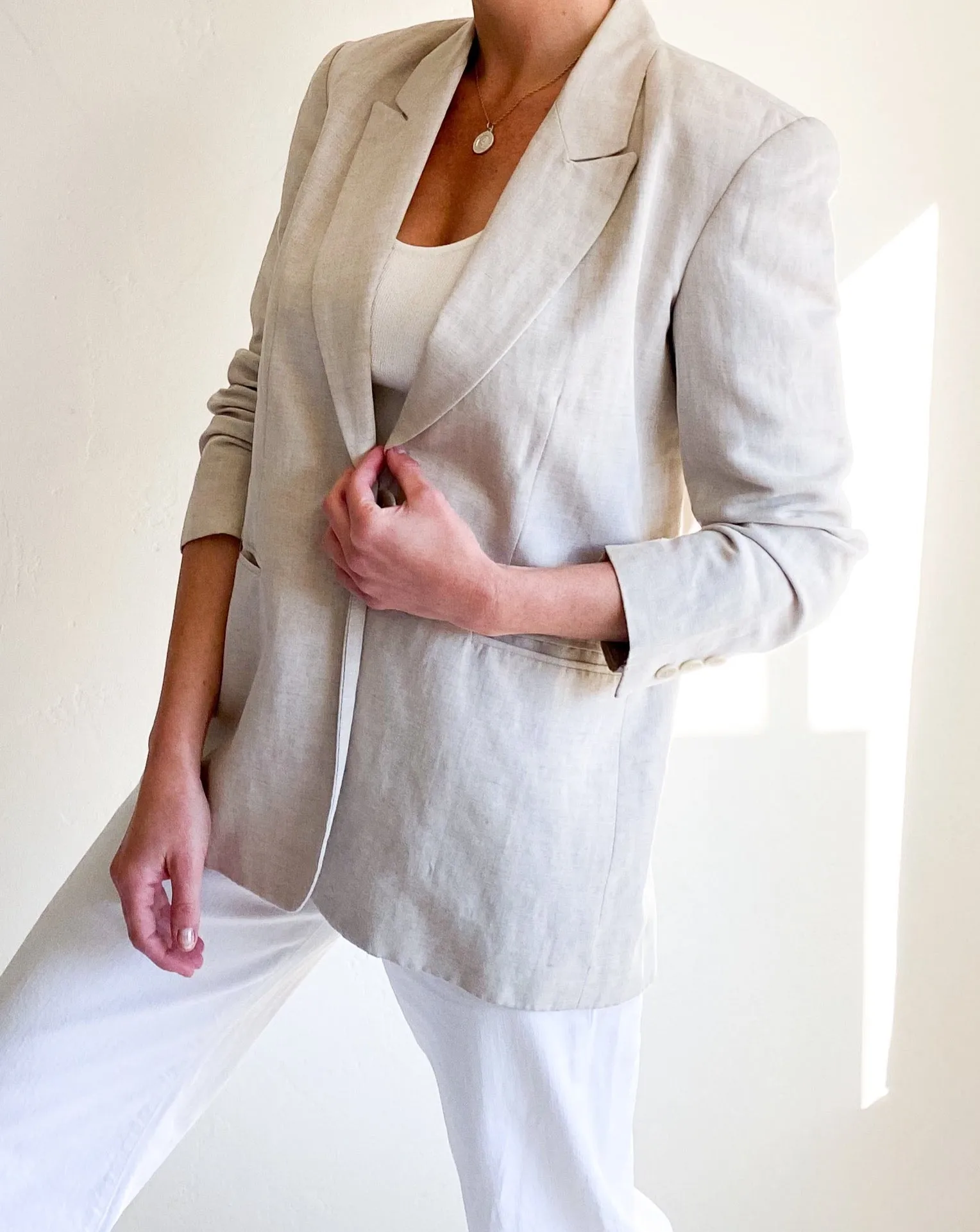 Vintage Stone Linen Blazer