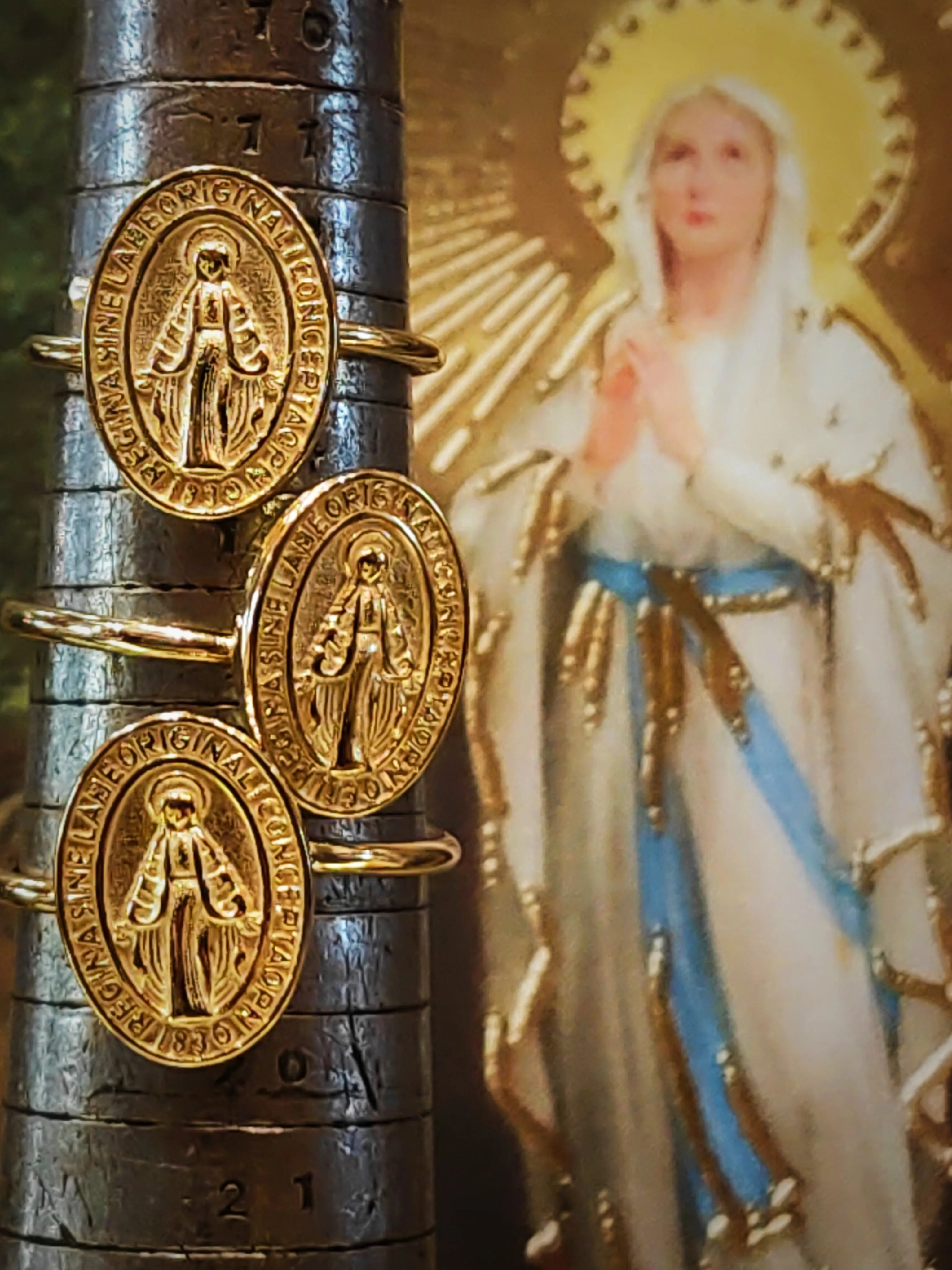 Virgin Mary gold plated rings